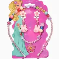 Комплект детский «Выбражулька» 3 предмета, клипсы, бусы, ободок, крлики, цветной