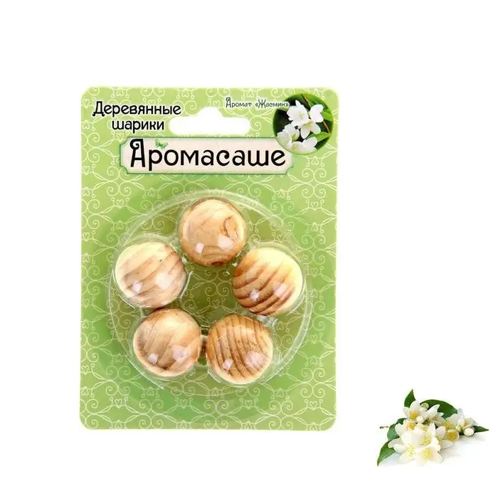 Набор деревянных аромашариков Набор деревянных аромашариков "Жасмин", 5 шт, Богатство Аромата