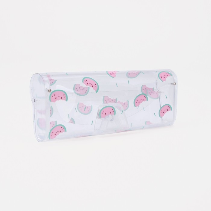 Футляр для очков на кнопке, длина 15,6 см, цвет розовый/прозрачный