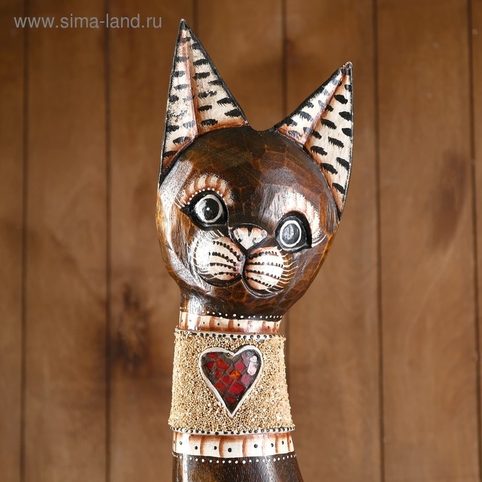 Сувенир дерево Сувенир дерево "Кошка с бабочками и сердечком на ошейнике" 100х16х7 см