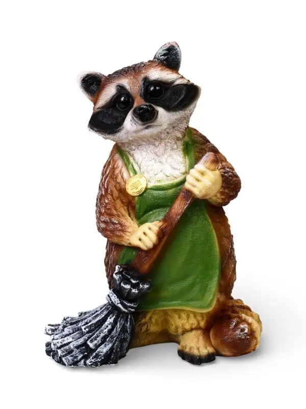 Садовая Фигура 38 х 26 х 24 см полистоун Енот с метлой