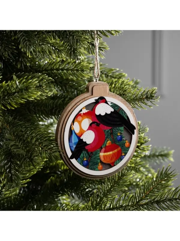 Подвеска световая &laquo;Снегири&raquo;, 10 см, от батареек LR41&times;3, свечение тёплое белое