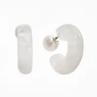 Серьги акрил &laquo;Полукольцо с бусиной №10&raquo;, белые