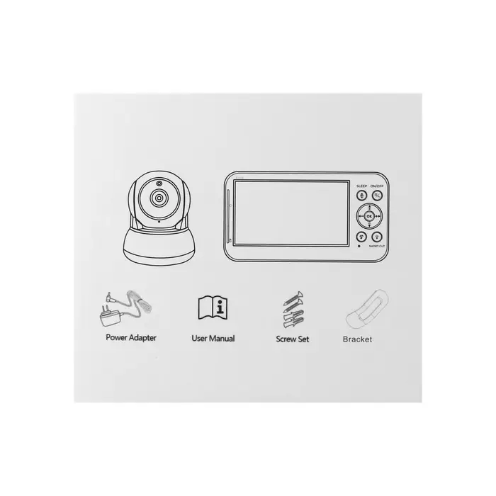 Видеоняня беспроводная с монитором, экран 5" LCD, двухсторонняя связь, 2100 мАч, белая