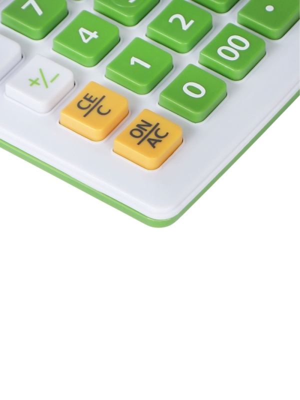 Калькулятор настольный 12-разрядный КК-1200C, белый/зеленый Калькулятор настольный 12-разрядный КК-1200C, белый/зеленый