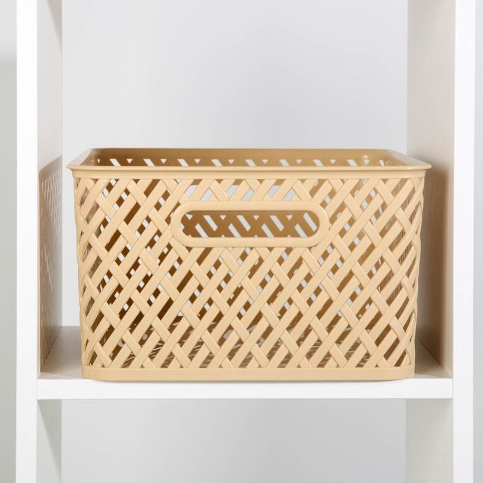 Корзина для хранения «Плетёнка», 35×29×17,5 см, бежевая Корзина для хранения «Плетёнка», 35×29×17,5 см, бежевая