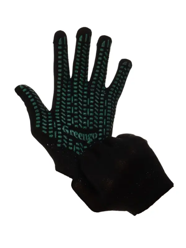 Перчатки садовые, хб, вязка 10 класс, 4 нити, размер 9, с ПВХ точками, чёрные, Greengo