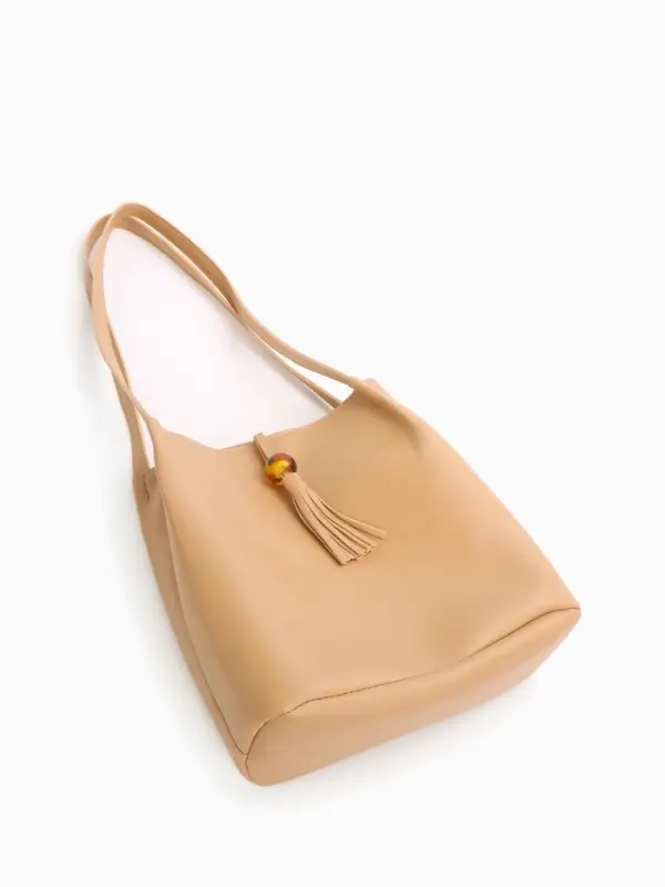 Сумка - мешок женская на магните, 25&times;10&times;26 см, бежевая