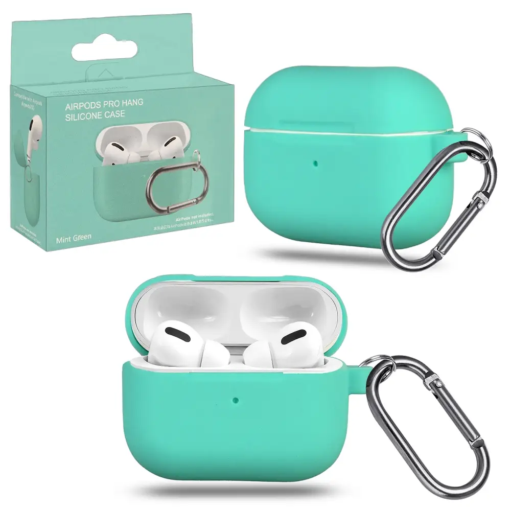 Чехол APods Pro Hang Silicon Сase с карабином Mint Green