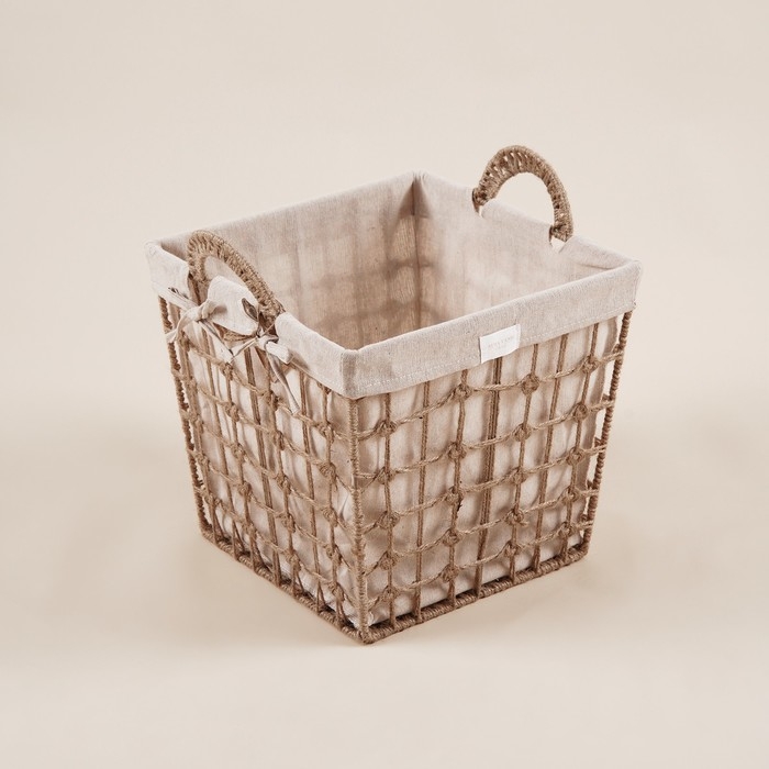 Корзина для хранения SL Home, ручное плетение, с ручками, квадратная, джут, 33&times;33&times;36 см