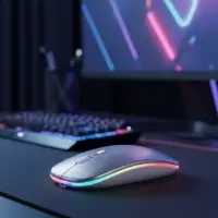 Мышь MB-2.4 беспроводная, оптическая, подсветка, 800-1600 dpi, USB, Bluetooth, серебристая