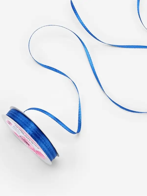 Лента атласная, 3 мм, 45±1 м, синяя №40 Лента атласная, 3 мм, 45±1 м, синяя №40