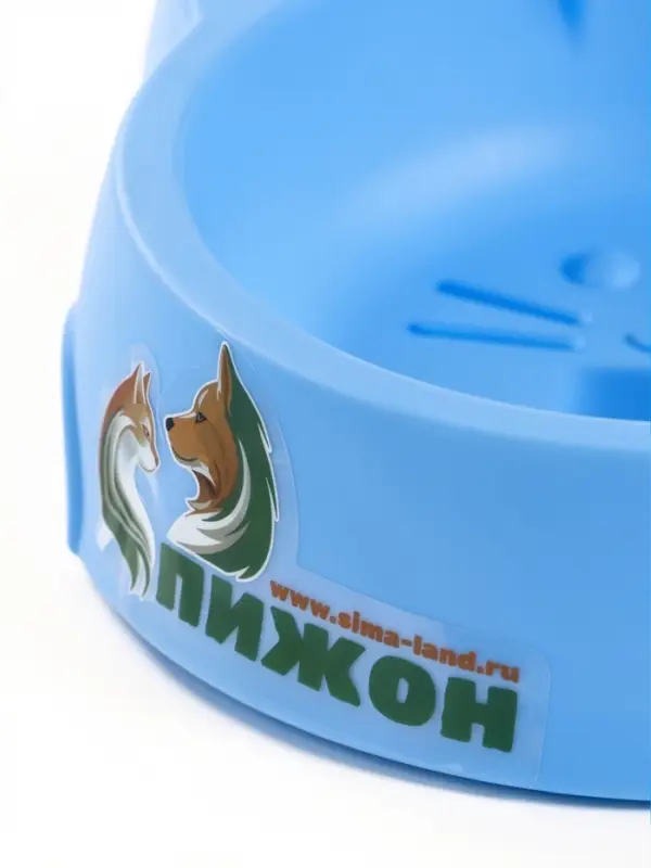 Миска двойная &laquo;Кошка&raquo;, 25&times;13&times;3.5 см, с прорезиненными ножками, пластик, синяя