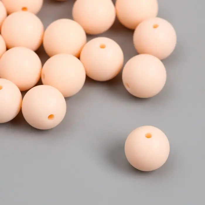 Бусины для творчества пластик "Телесный" матовые d=1,2 см набор 20 гр