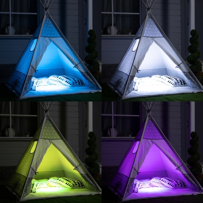 Садовый светильник на солнечной батарее «Прожектор», 13 × 6 × 13 см, 6 LED, пульт ДУ, свечение RGBW Садовый светильник на солнечной батарее «Прожектор», 13 × 6 × 13 см, 6 LED, пульт ДУ, свечение RGBW