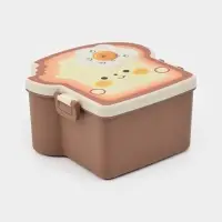 Ланч-бокс "Завтрак", 3 отделения, вилка и ложка, размер 16х15,5х8 см, цвет коричневый