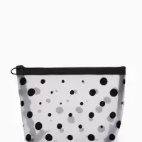 Косметичка DOTs, с рисунком, сетка, на молнии, белая