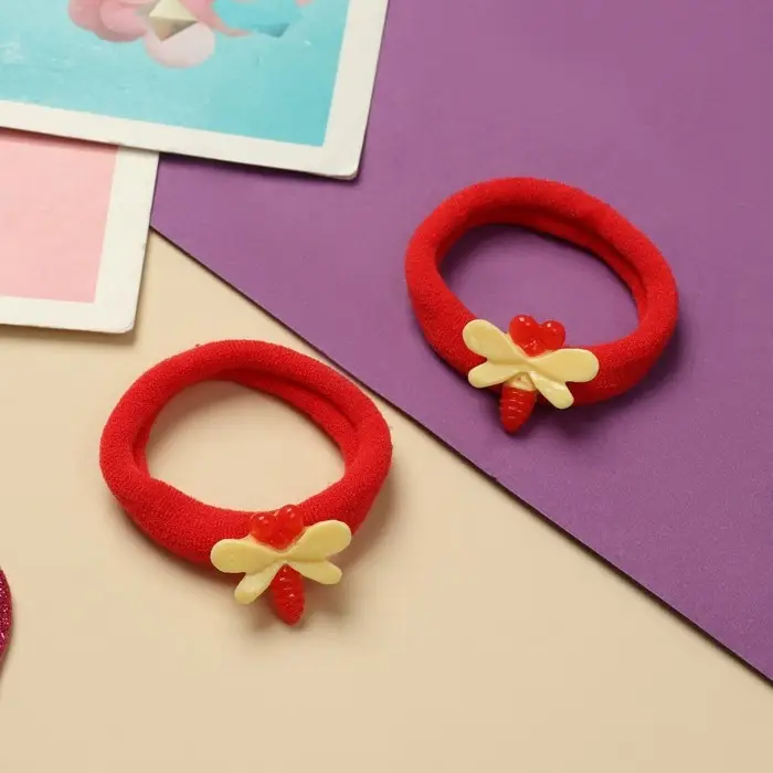 Резинка для волос  Резинка для волос "Фея" (набор 2 шт) стрекоза, 4 см, красный
