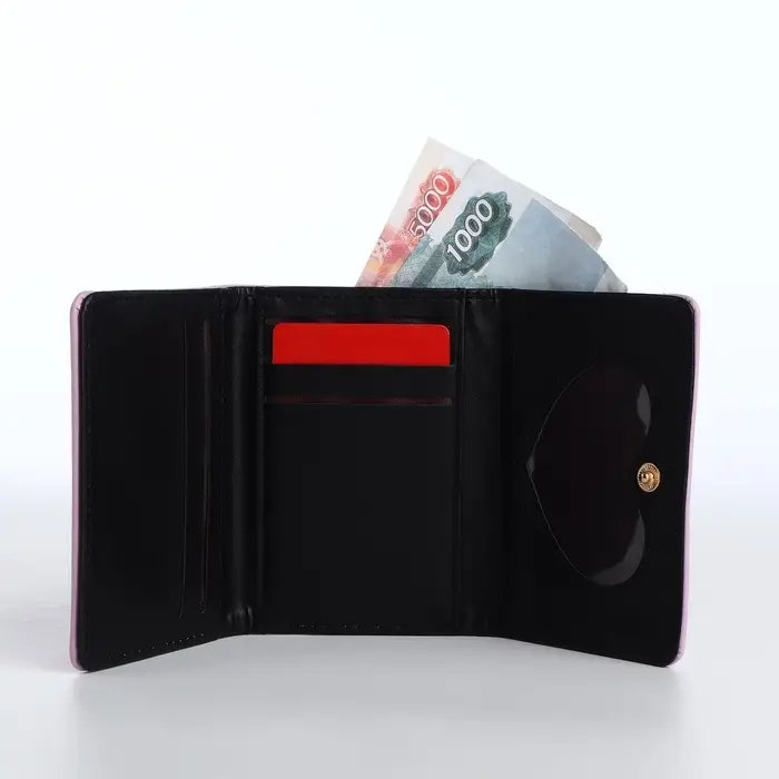 Кошелёк &laquo;Цветочек&raquo;, маленький, для девочки, на кнопке, сиреневый