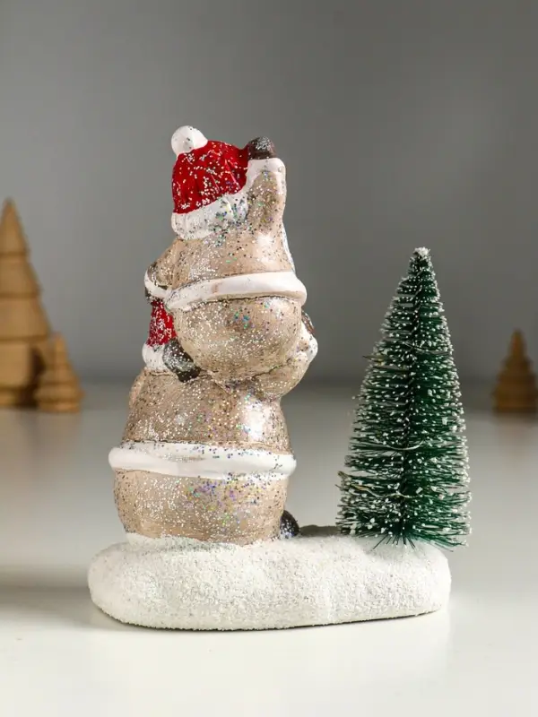 Сувенир керамика свет "Два Деда Мороза у ёлочки" 12х7х16 см