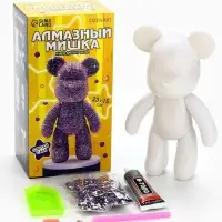 Алмазная мозаика на фигурке "Мишка", цвет фиолетовый