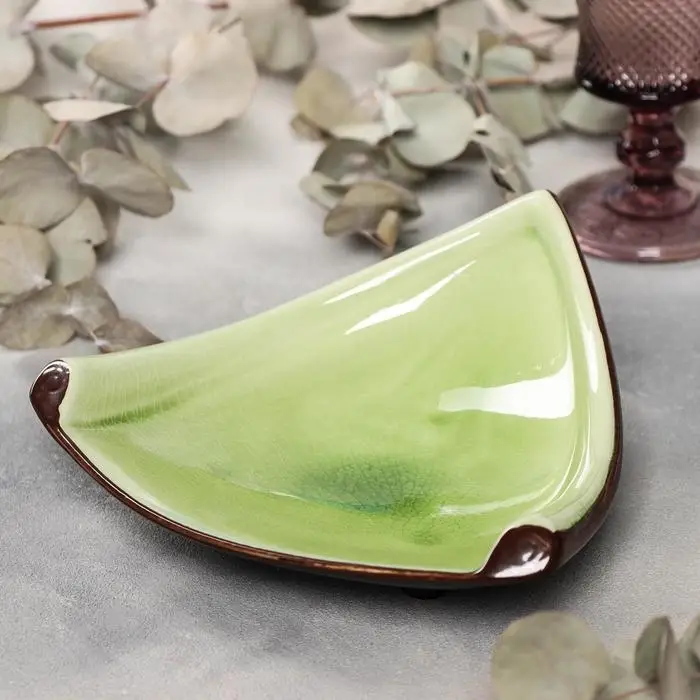 Блюдо керамическое сервировочное &laquo;Таллула&raquo;, 20&times;7,5 см, цвет зелёный