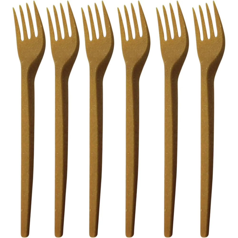 Вилка одноразовая 168мм,золот.-охристого до коричн,древесн. волокно,50шт/уп