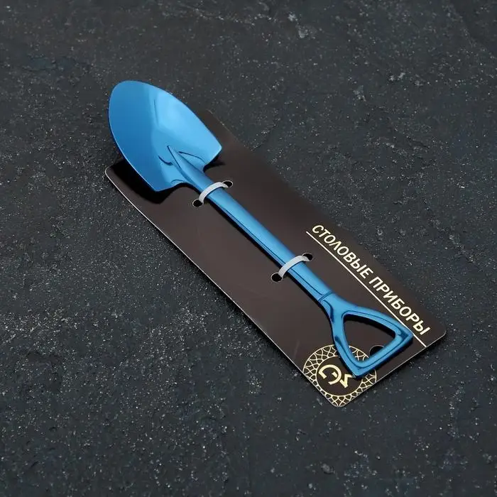 Ложка десертная из нержавеющей стали Magistro «Лопата», длина 15,5 см, форма овальная, цвет синий Ложка десертная из нержавеющей стали Magistro «Лопата», длина 15,5 см, форма овальная, цвет синий