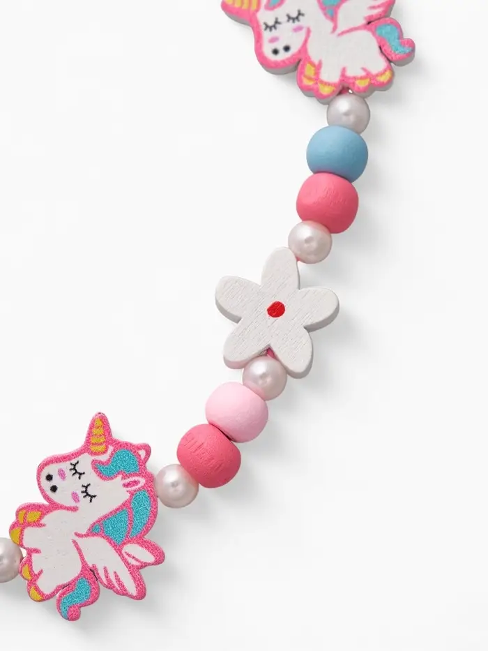 Набор детских украшений Выбражулька &laquo;Единорожки милые&raquo;, 2 предмета: бусы, браслет, розовый