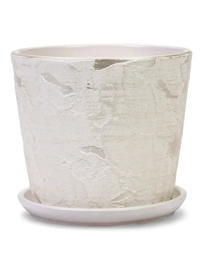 Горшок цветочный с поддоном 2,6 л, d18/h16 см белый керамика, "Венера" (М)