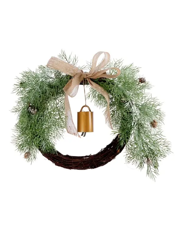 Декоративный венок «Ель с колокольчиком», d=55 см, 30LED, от батареек CR2032×2, свечение тёплое белое Декоративный венок «Ель с колокольчиком», d=55 см, 30LED, от батареек CR2032×2, свечение тёплое белое