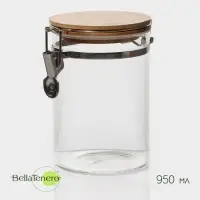 Банка для сыпучих BellaTenero &laquo;Эко&raquo;, 950 мл, 10&times;15 см, с бугельным замком, стекло, прозрачная