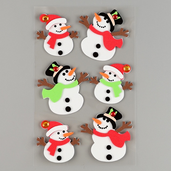 Набор наклеек из EVA  Набор наклеек из EVA "Снеговики", 6 шт