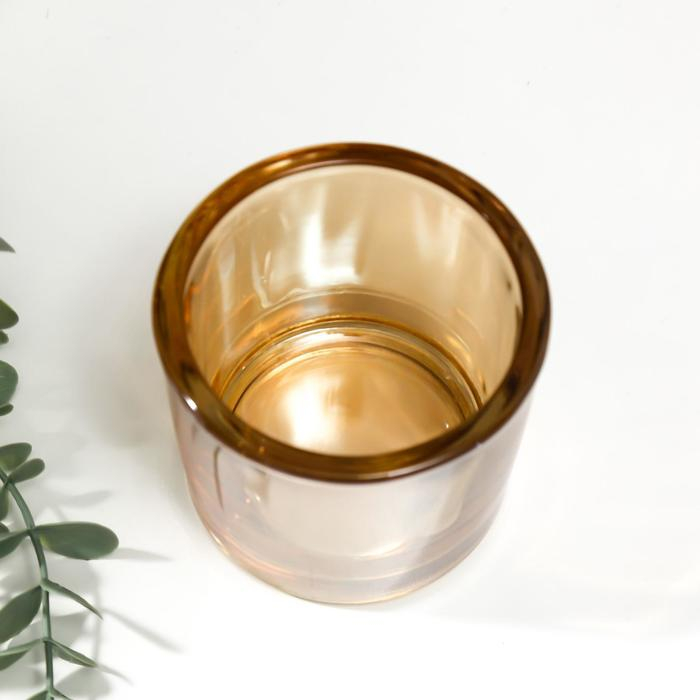 Подсвечник стекло на 1 свечу "Стакан" прозрачный оранжевый 8х9,3х9,3 см