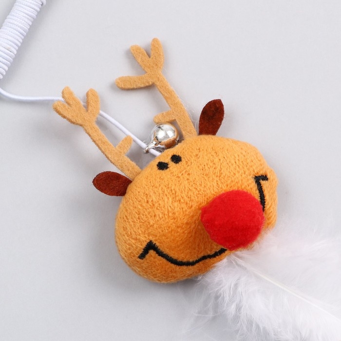 Дразнилка-удочка для кошек с бубенчиком  Дразнилка-удочка для кошек с бубенчиком "Олень", 40 см