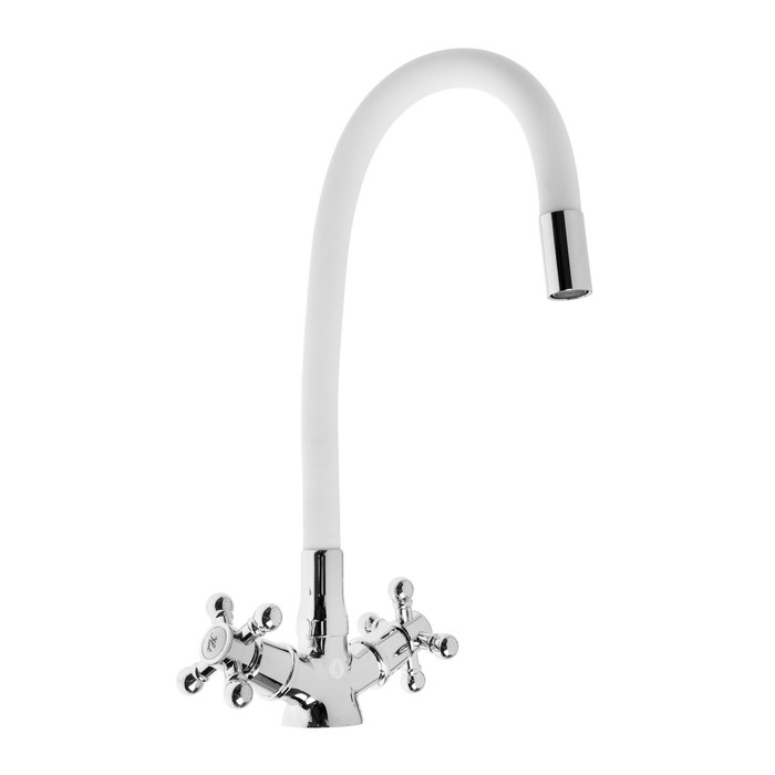 Смеситель для кухни  Смеситель для кухни "ЦС-СМ СМ511711", двухвентильный, гибкий излив, латунь, серый