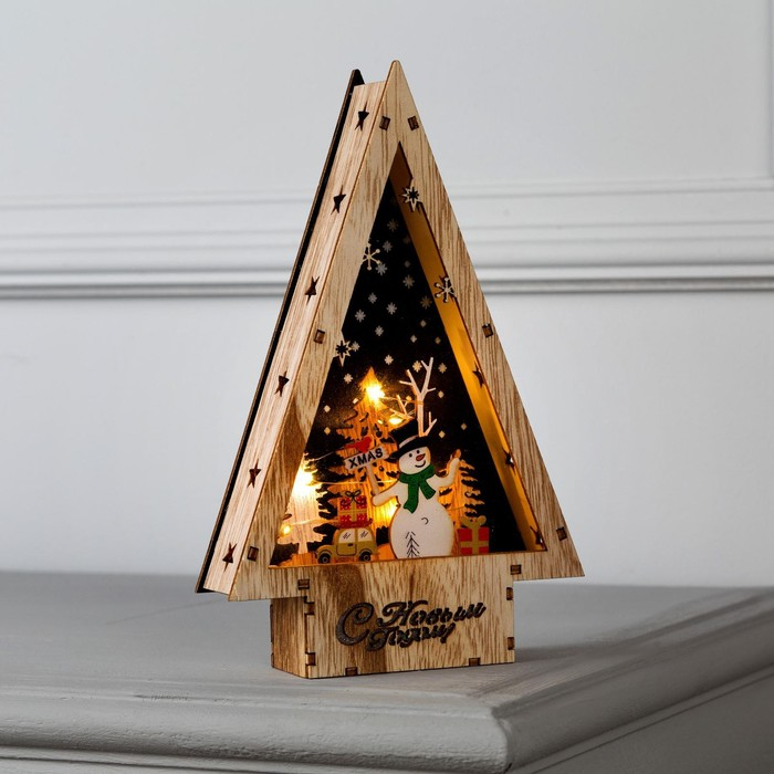 Светодиодная фигура «Снеговик» 14 × 22.5 × 4 см, дерево, батарейки АААх2 (не в комплекте), свечение тёплое белое Светодиодная фигура «Снеговик» 14 × 22.5 × 4 см, дерево, батарейки АААх2 (не в комплекте), свечение тёплое белое