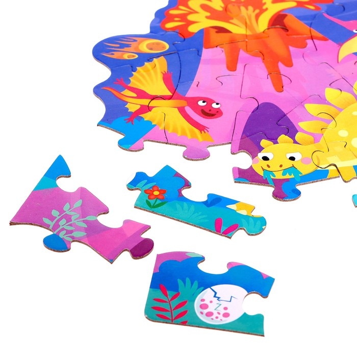 Фигурные пазлы 4 в 1 «Мир динозавров», 9,12,15,20 элементов