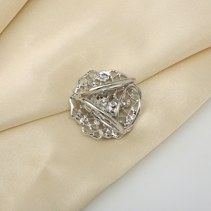 Кольцо для платка «Ажур» цветы, цвет белый в серебре Кольцо для платка «Ажур» цветы, цвет белый в серебре