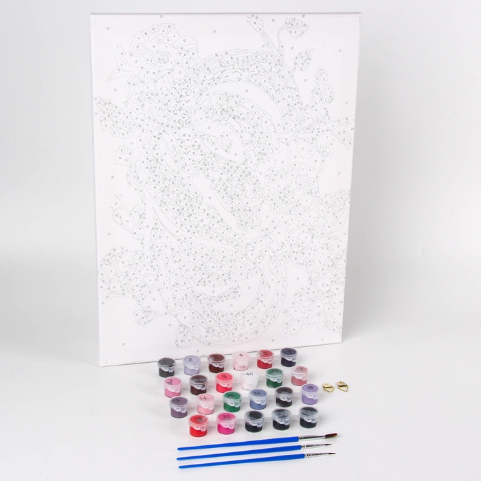 Картина по номерам на холсте с подрамником на новый год «Змея и цветы», 30 х 40 см, символ года 2025, новогодний набор для творчества Картина по номерам на холсте с подрамником на новый год «Змея и цветы», 30 х 40 см, символ года 2025, новогодний набор для творчества