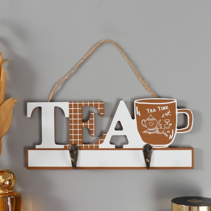 Крючки декоративные дерево Крючки декоративные дерево "Время для чая" 14х9х3,5 см