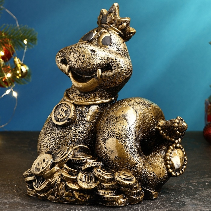 Копилка Копилка "Змея Королева" черное золото, 25х23х18см