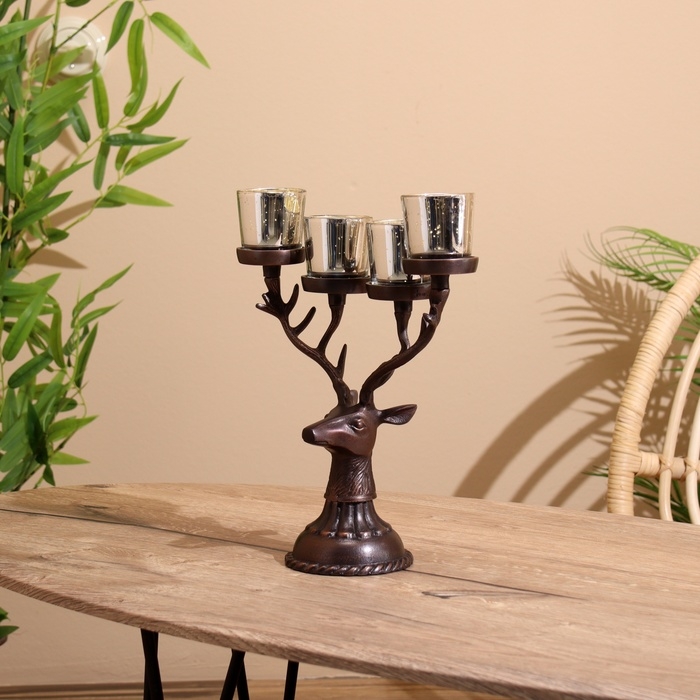 Подсвечник на 4 свечи Подсвечник на 4 свечи "Олень" алюминий 26х13х30 см