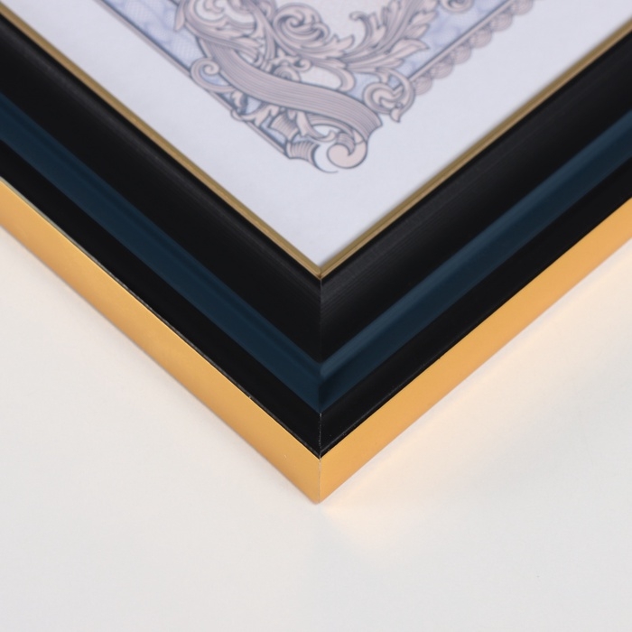 Фоторамка пластик формат А4 Фоторамка пластик формат А4 "Норвегия" голубая, чёрная обводка 36,6х28 см