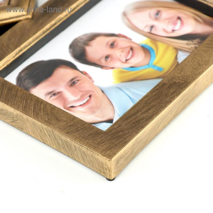 Фоторамка пластик на 8 фото 10х10, 10х15 см  Фоторамка пластик на 8 фото 10х10, 10х15 см "Эмблема" золото 43х48х2 см