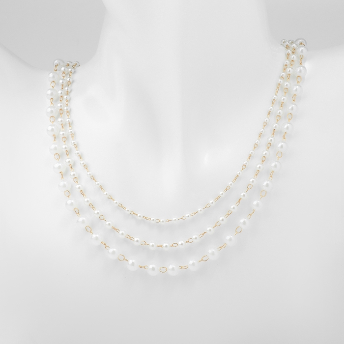 Бусы с жемчугом «Олимпия» трио, цвет золото, 45см