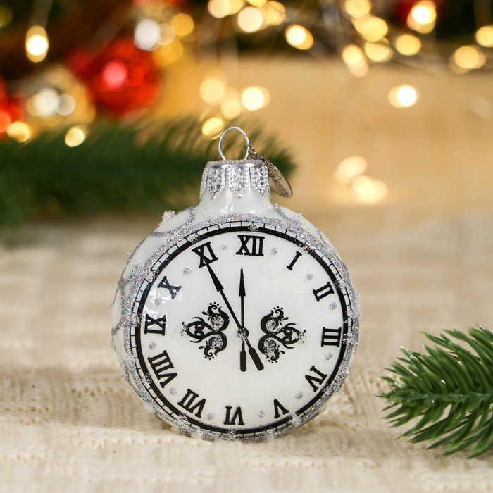 Елочное украшение Елочное украшение "Часы круглые",, в подарочной упаковке, h-7,5 см