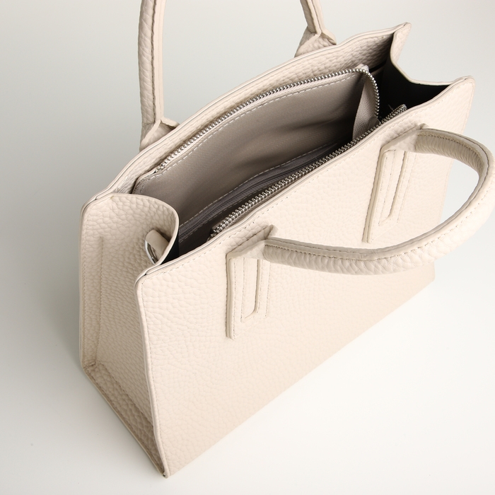 Сумка женская на молнии, TEXTURA, средний размер, цвет молочный Сумка женская на молнии, TEXTURA, средний размер, цвет молочный