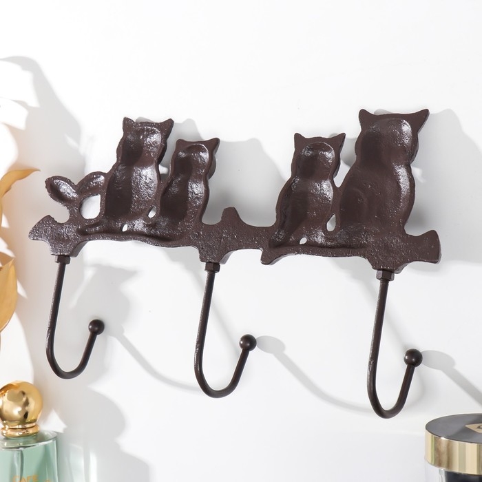 Крючки декоративные металл Крючки декоративные металл "Совушки на ветке" 27х5х15,5 см