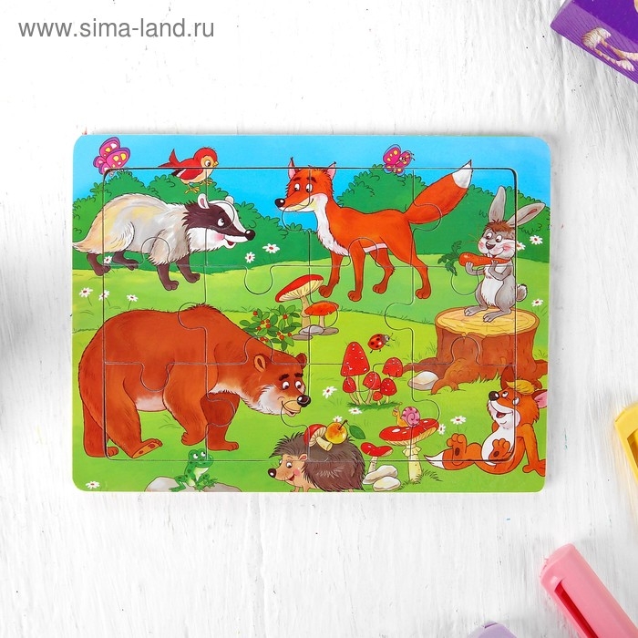 Пазл «Лесные жители» 12 элементов, 0,4×14,5×11 см Пазл «Лесные жители» 12 элементов, 0,4×14,5×11 см